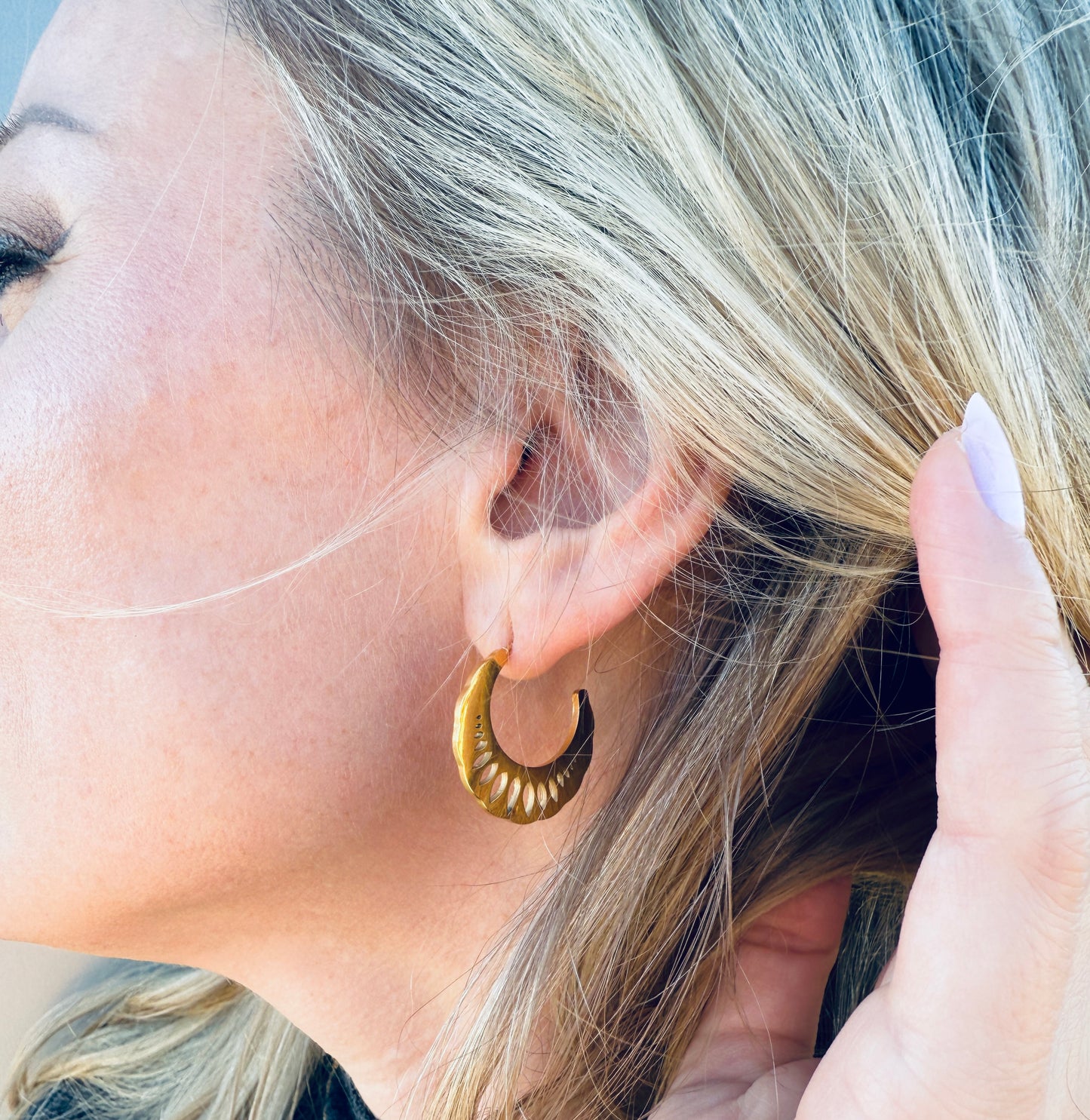 Lotus Moon Mood Hoop Earrings